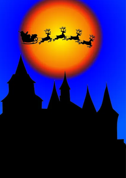 Santa s Sleigh In Christmas Night — Stock Vector