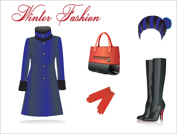 Winter clothes on white background Stock Illustration