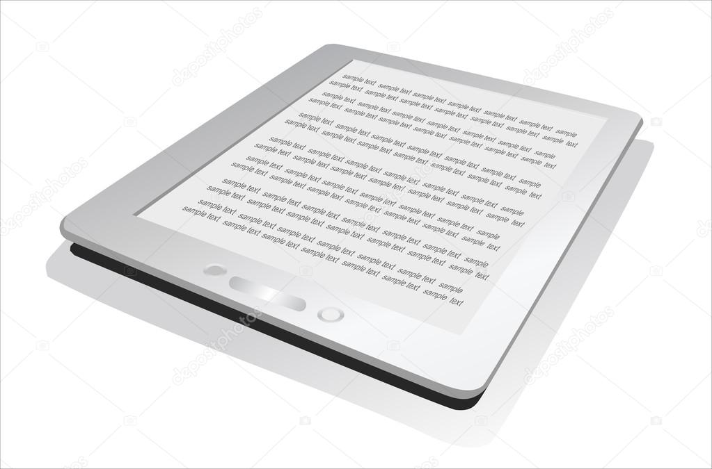 Electronic book e-book reader 3d vector illustration