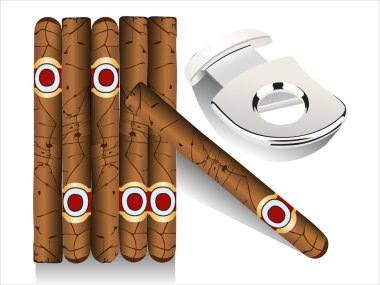 Cigar and guillotine. Vector illustration on white background.