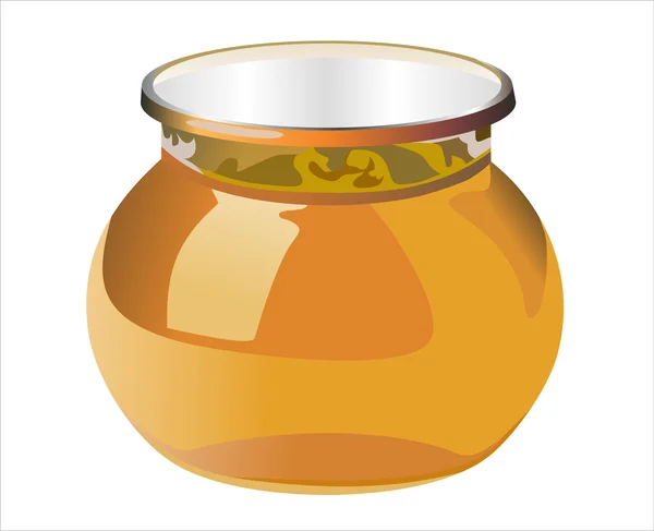 Honey jar, isolated on the white background — Stock Vector