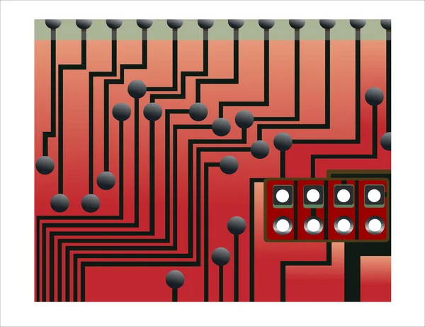 Circuito con elettronica — Vettoriale Stock