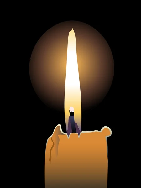 Flamme de bougie allumée dans l'obscurité — Image vectorielle
