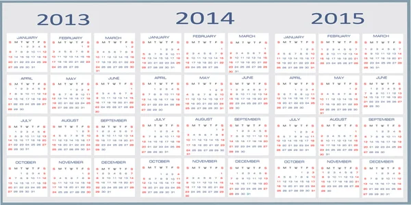 Vektor kalender för 2013-2015 — Stock vektor