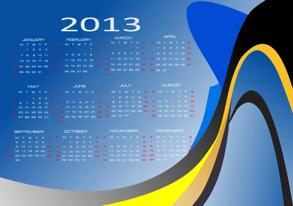 Vector calendar for 2013 — Stock Vector