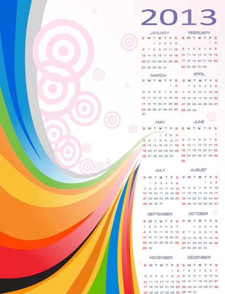 Calendario vettoriale 2013 — Vettoriale Stock