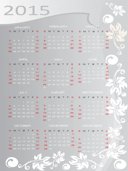 Calendario vectorial 2015 — Vector de stock