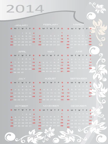 Calendario vectorial 2014 — Vector de stock