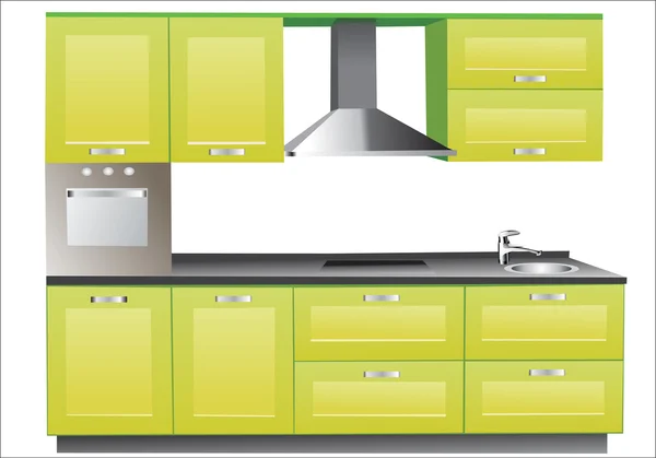 Moderne groene keuken — Stockvector