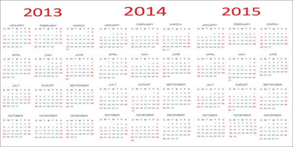 Vector calendar for 2013-2015 — Stock Vector