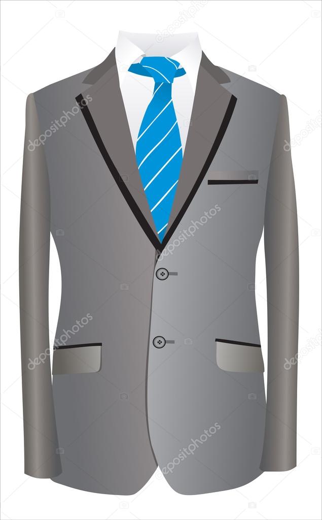 Jacket and tie on a white background