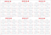 základní kalendář, 2013, 2014, 2015, 2016, 2017, 2018