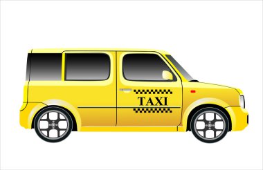 Beyaz arka plan üzerinde izole taksi araba vektör çizim