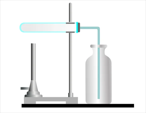 A laboratory setup with a retort, retort stand — Stock Vector