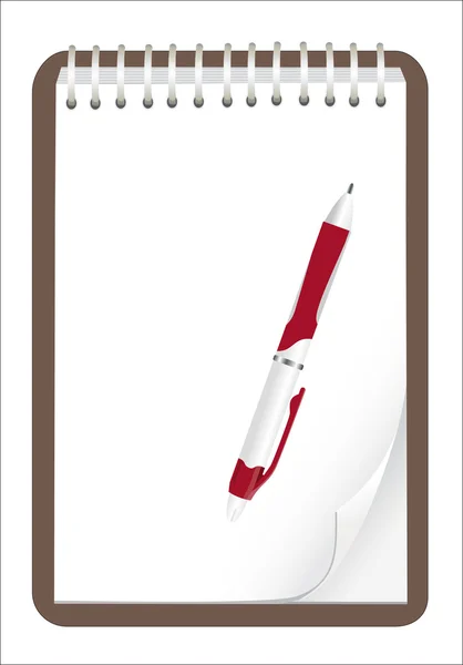 Ilustración vectorial de un cuaderno y bolígrafo — Vector de stock