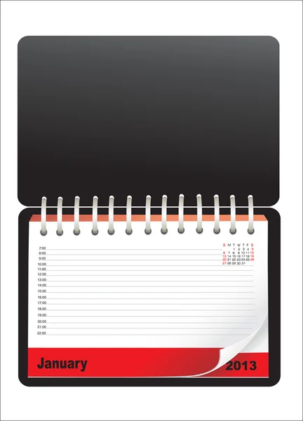 Notebook design con calendario — Vettoriale Stock