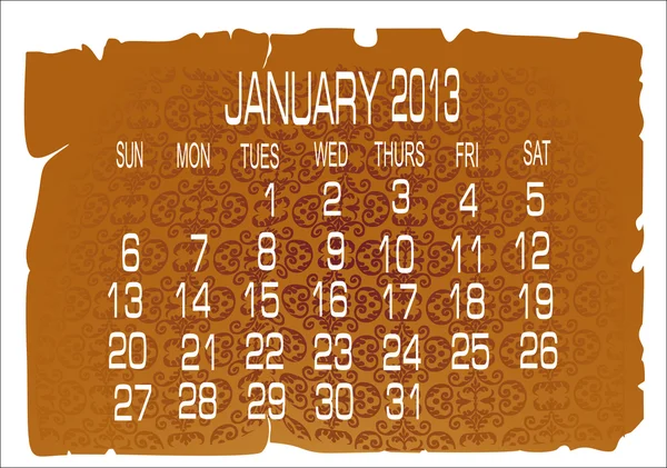 Calendar January 2013 — Stock Vector