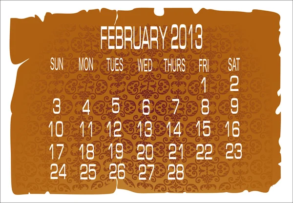 Calendário Fevereiro 2013 — Vetor de Stock