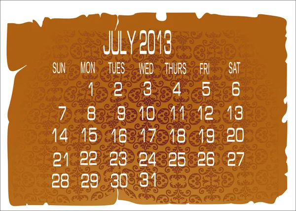Calendario vectorial Julio 2013 — Vector de stock