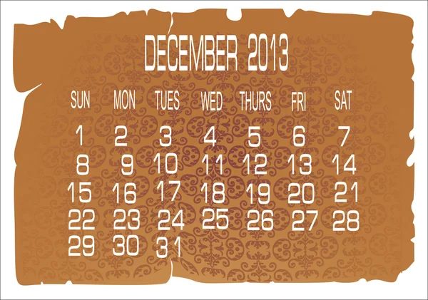 Vector calendar December 2013 — Stock Vector