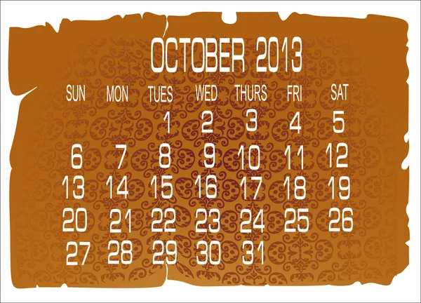 Kalendarz wektor października 2013 — Wektor stockowy