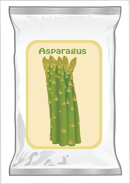 Verpakking van groene asperges — Stockvector