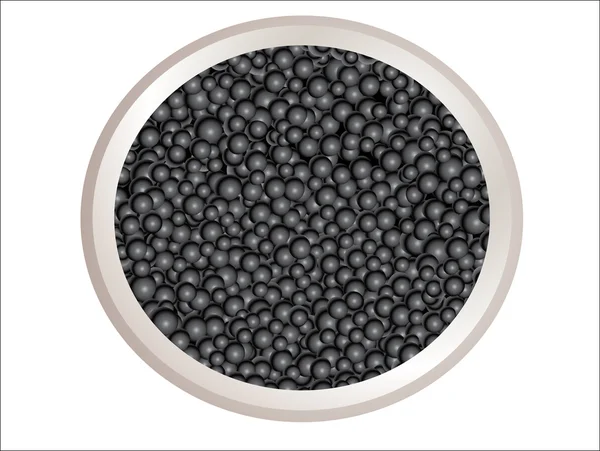 Caviar negro en lata de metal — Vector de stock