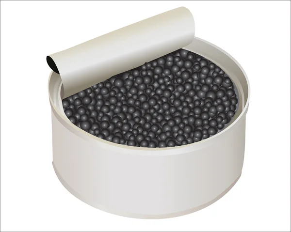 Caviar preto em lata de metal — Vetor de Stock