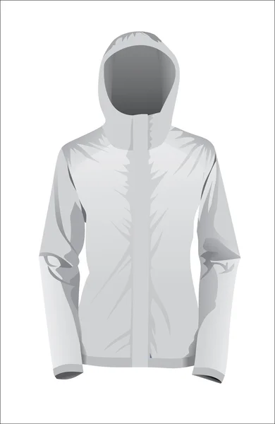 Giacca invernale grigia femminile con cappuccio su sfondo bianco — Vettoriale Stock