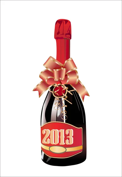 2013 年香槟一瓶。矢量插画 — 图库矢量图片
