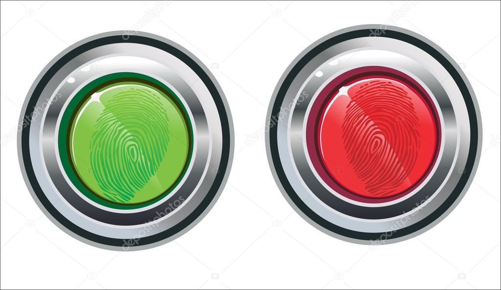Vector of a finger print on button vector illustration