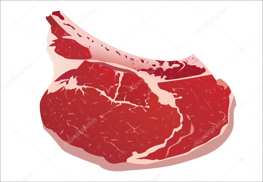 Raw meat with bone. Isolated on white background
