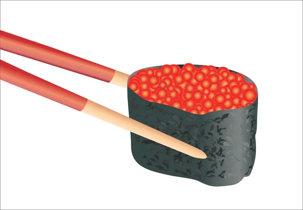 Sushi med pinnar på en vit — Stock vektor