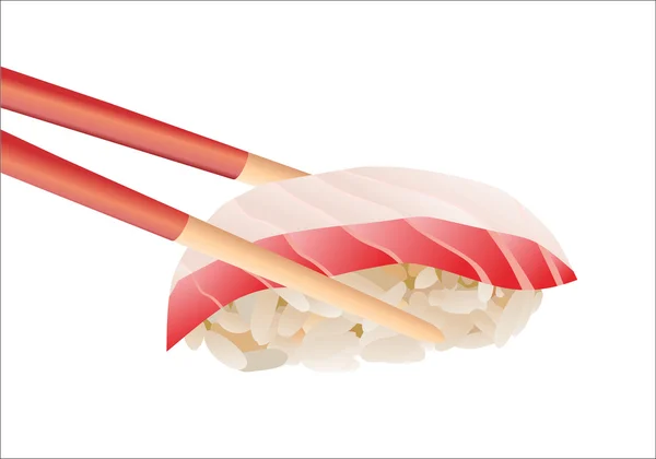 Sushi avec baguettes sur un blanc — Image vectorielle