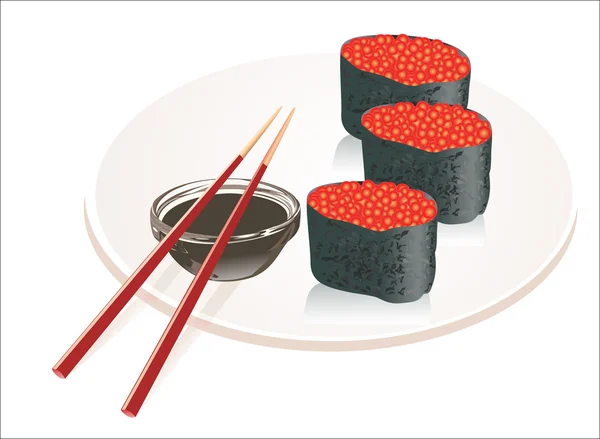 Sushi gunkan, ikura, kawior — Wektor stockowy