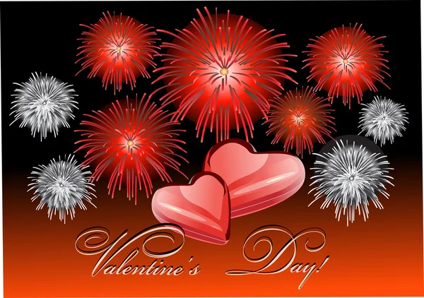 Festive background for Valentine's Day with two hearts — Stock Vector