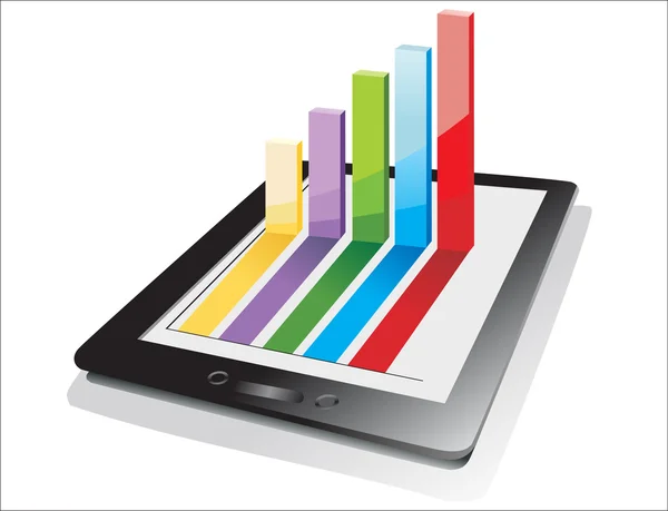 Tablet del computer che mostra un foglio di calcolo con alcuni grafici 3d su di esso — Vettoriale Stock