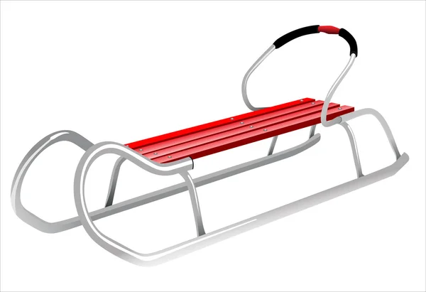 Roter Schlitten isoliert vor weißem Hintergrund — Stockvektor