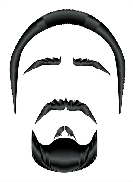 Bigode, barba e penteado sobre um fundo branco —  Vetores de Stock