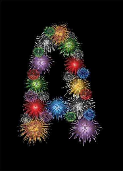 Lettre (A) faite à partir de coloré sous forme de lettres de feux d'artifice - vérifier mon portefeuille pour d'autres lettres . — Image vectorielle