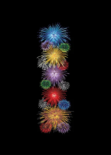 Letter (I) made from colorful in the form of fireworks letters - check my portfolio for other letters. — Stock Vector