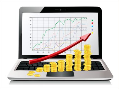 sikke ve kırmızı ok üstünde laptop