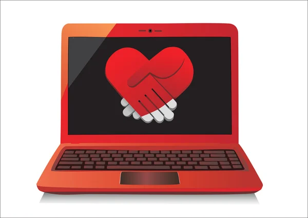 Heart Concept. Laptop on white Background. Vector — Stock Vector