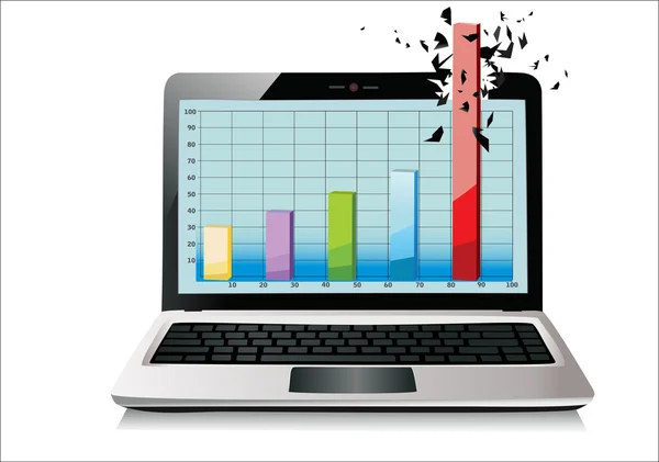 Conceito de lucro para laptop. Ilustração vetorial — Vetor de Stock