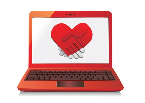 Heart Concept. Laptop on white Background. Vector. — Stock Vector