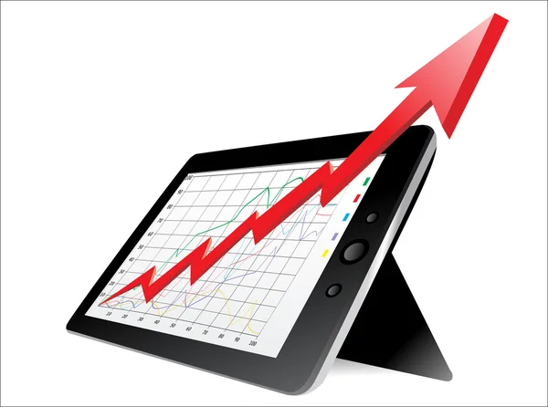 Ilustração vetorial de tablet PC elegante com conceito de negócio —  Vetores de Stock