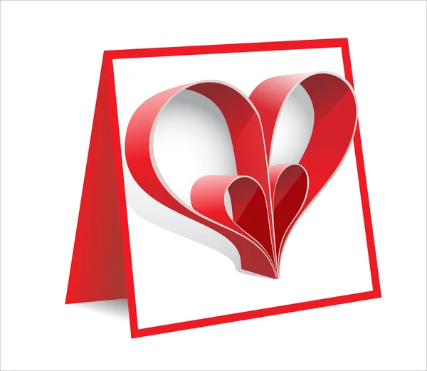 Piros papír szív Valentin-nap — Stock Vector