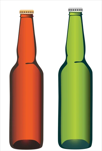 Gekleurd glas bierflessen op witte achtergrond — Stockvector
