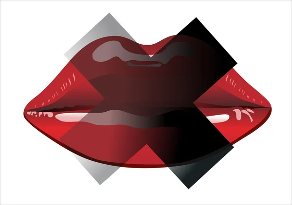 Red lips ban — Stock Vector