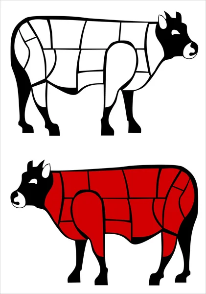 Cortes de carne de bovino — Vetor de Stock
